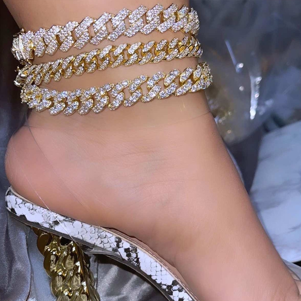 NEW Sexy and Classic Cuban Rhinestones Anklets for Women Ankle Bracelet Jewelry